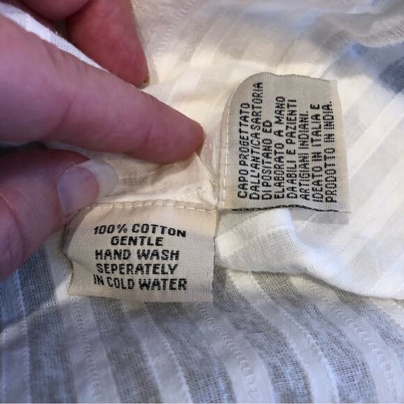 Antica Sartoria white striped floral embroidered button down tunic top size XL - Picture 11 of 16